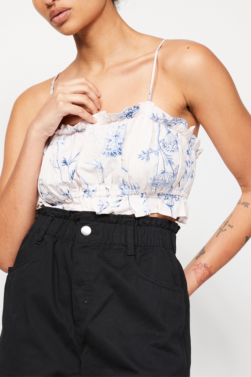 Crop top en lin - Beige