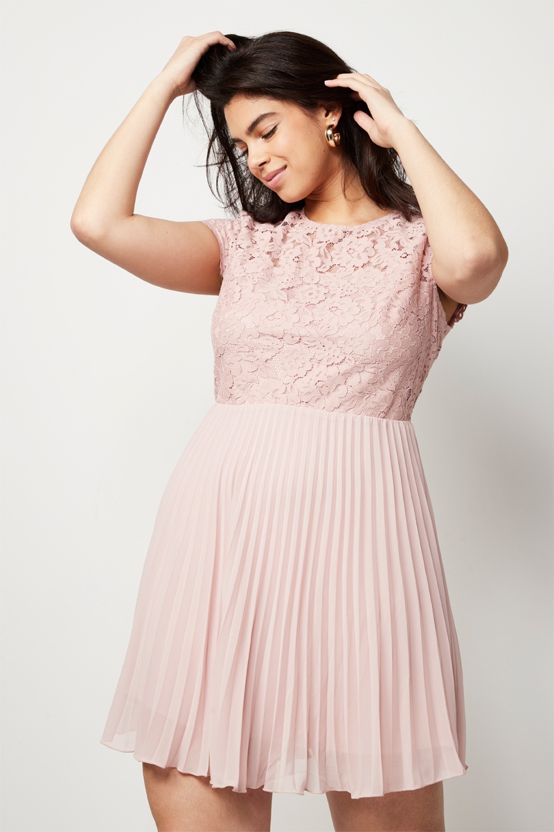 Robe bi-matière - Rose