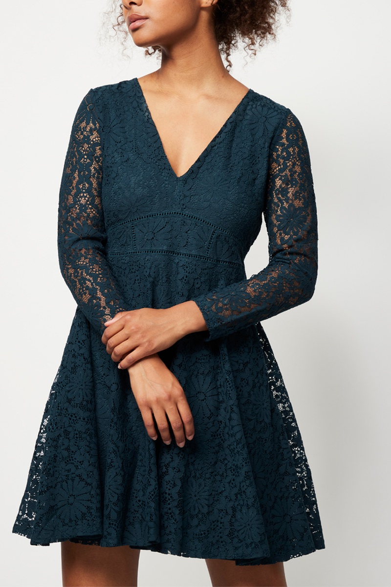 Robe patineuse en dentelle - Turquoise