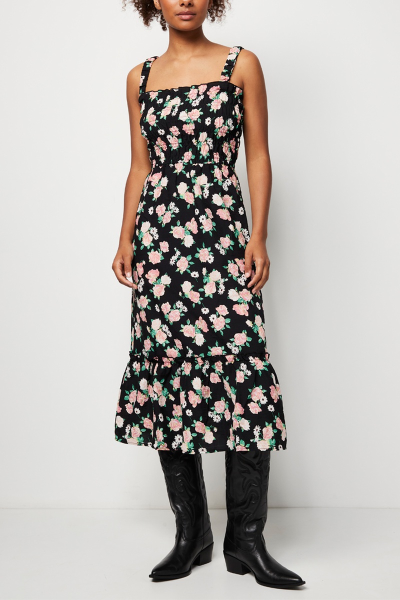 Robe midi - Rose et noir