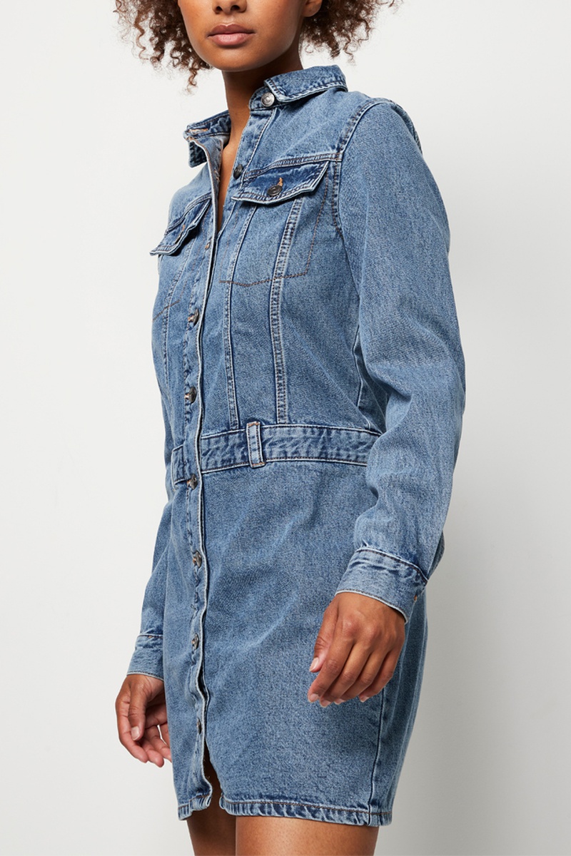 Robe chemise en jean - Bleu clair