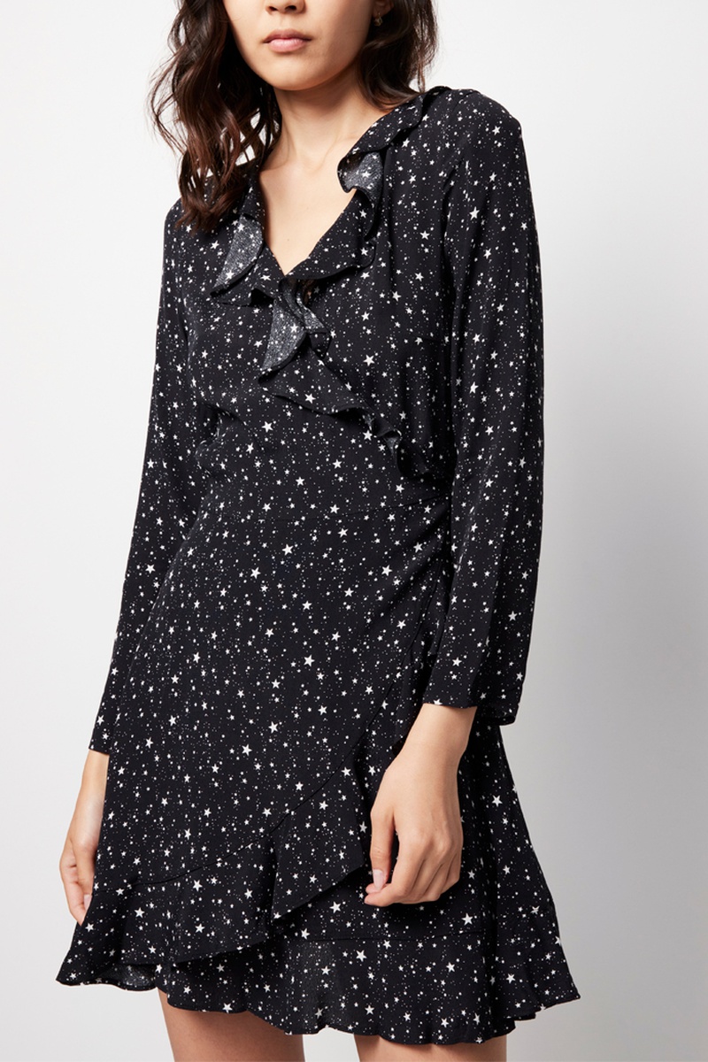 Robe portefeuille - Noir et écru