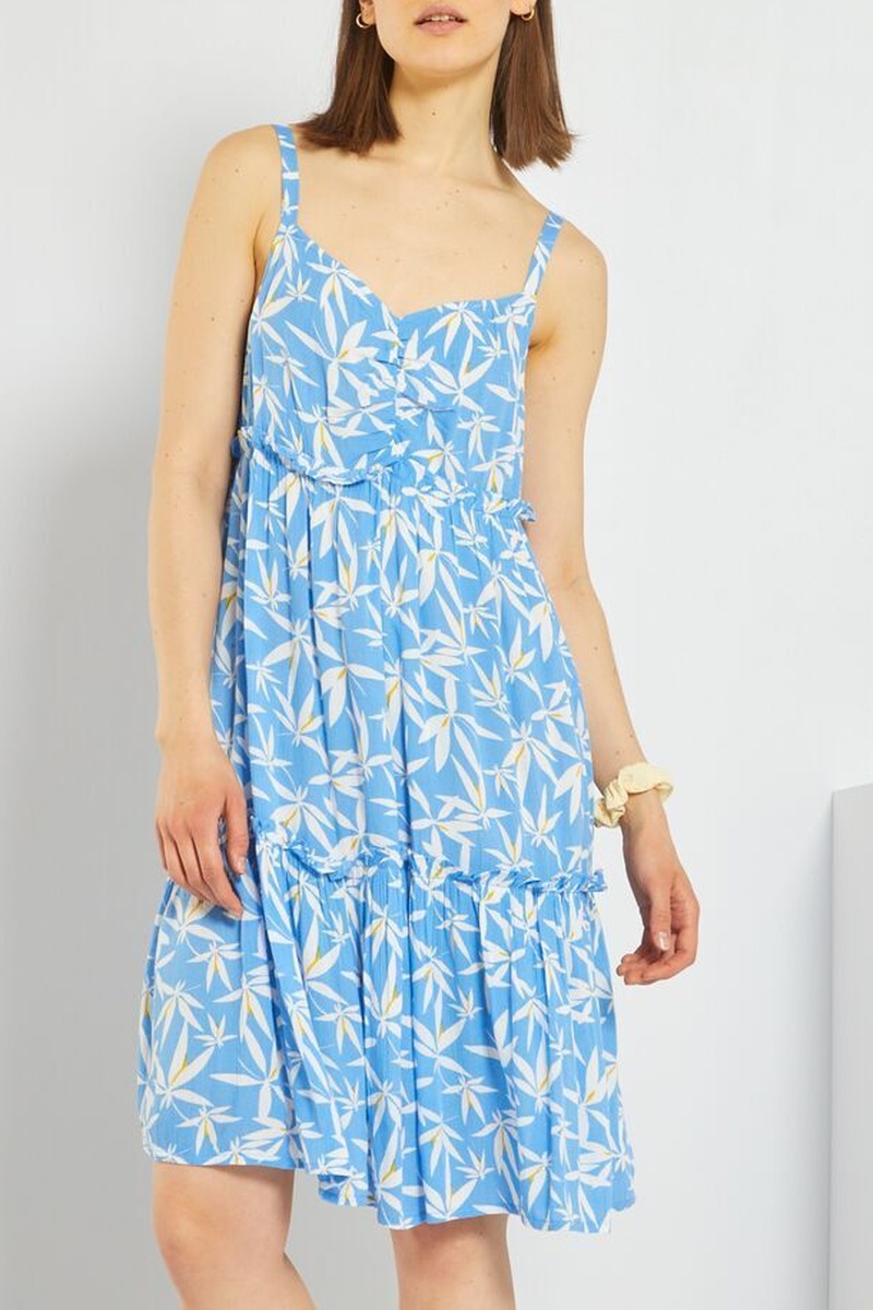 Robe droite Bleu clair et blanc