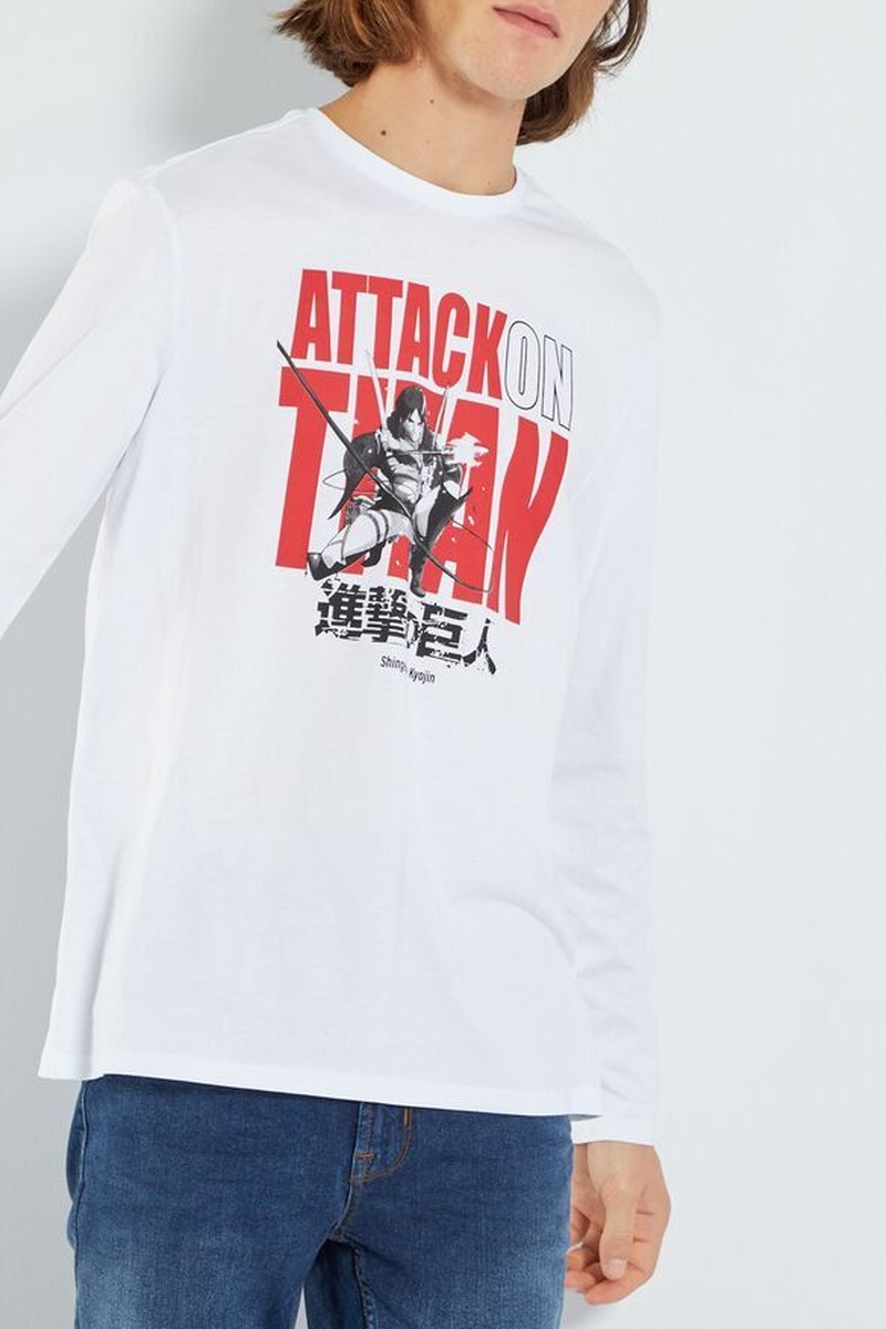 T-shirt Attaque des Titans Blanc