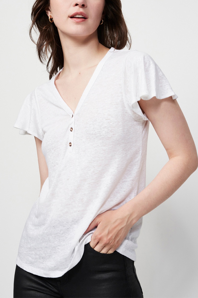 T-shirt en lin - Blanc chiné