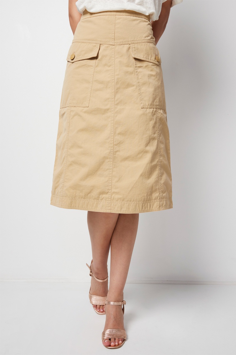 Jupe patineuse taille haute - Beige