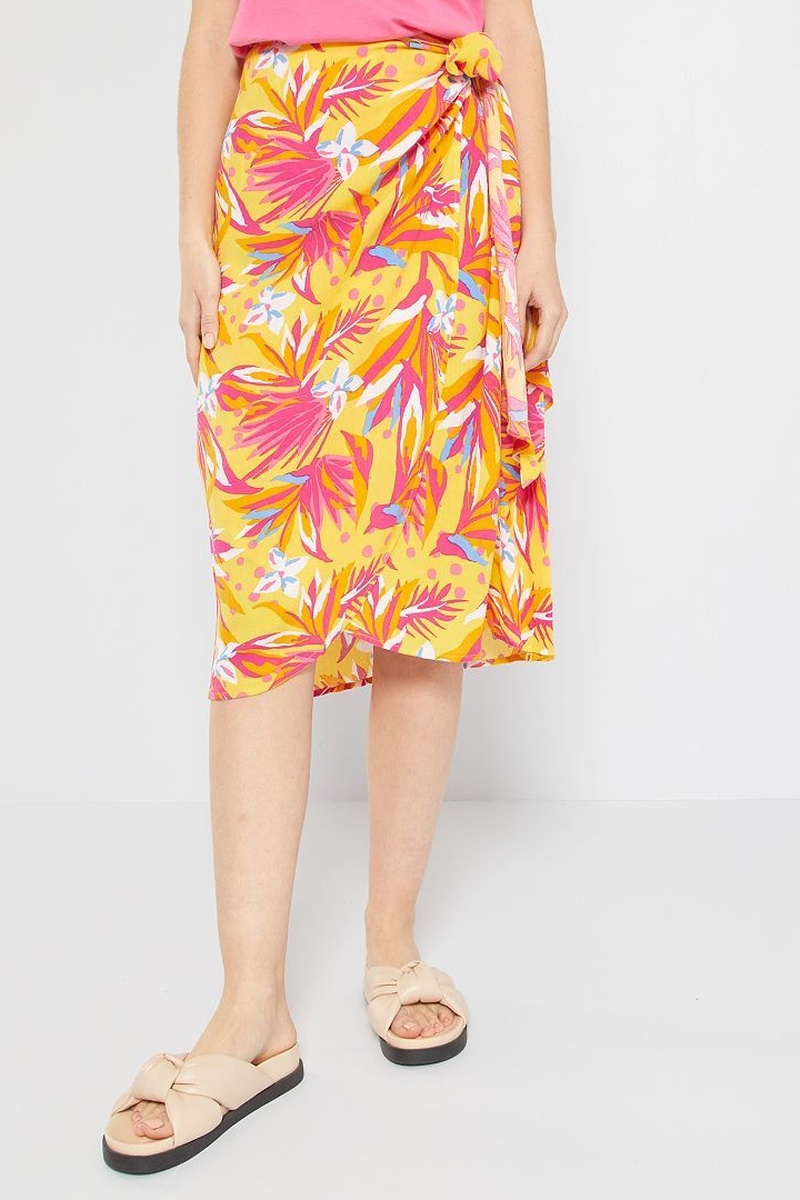 Jupe portefeuille Jaune et fuchsia