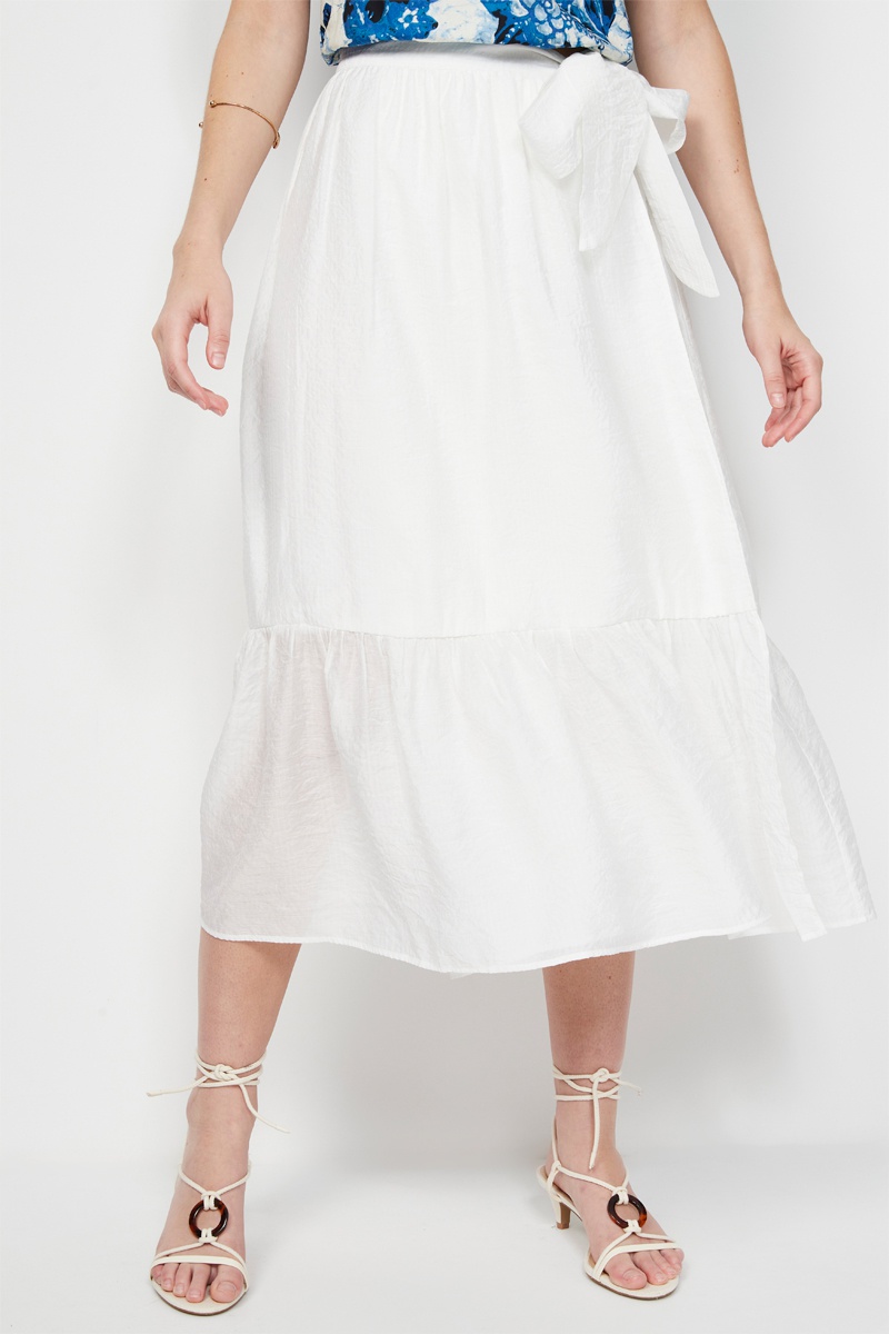 Jupe portefeuille taille haute Blanc