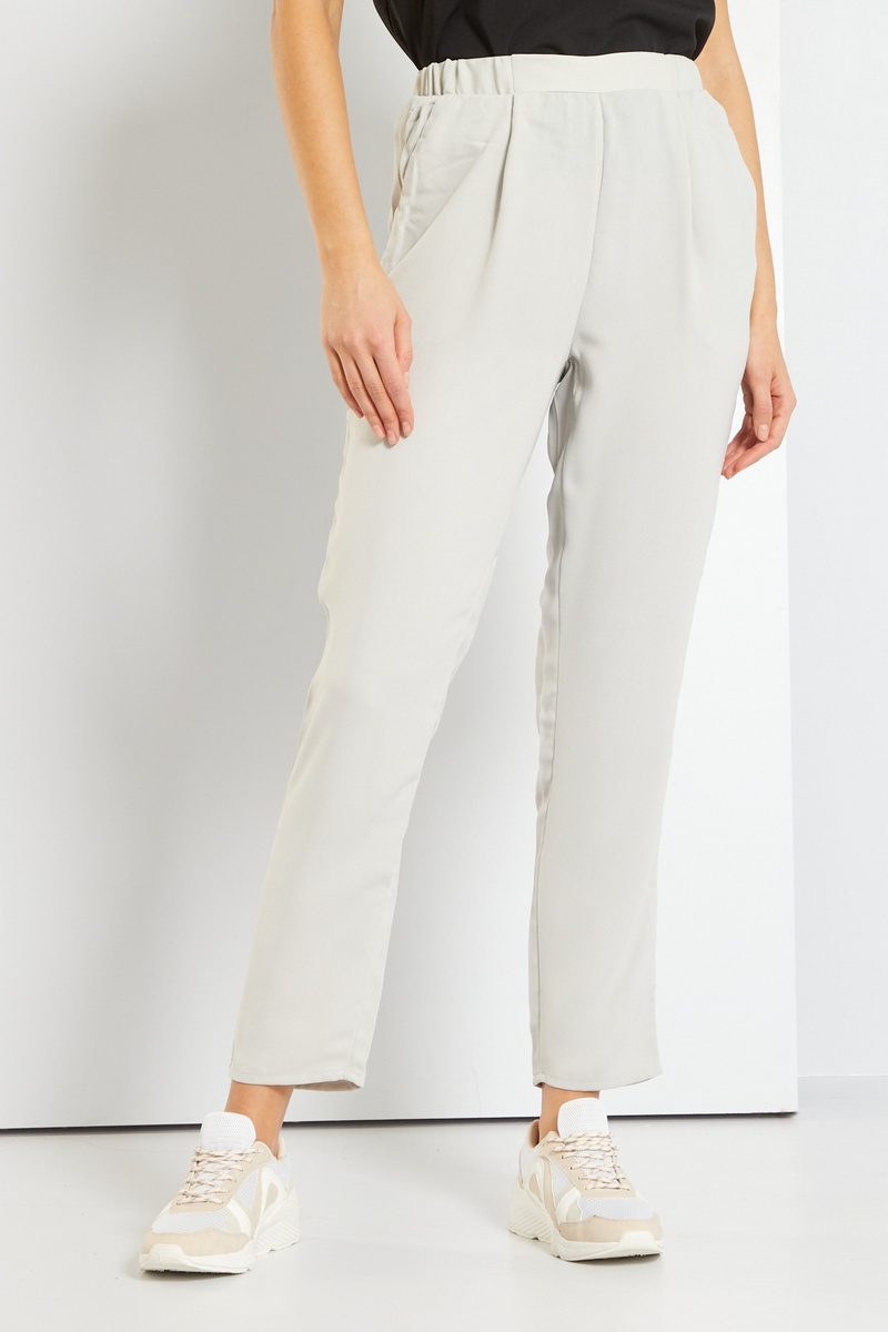 Pantalon casual taille haute Gris clair