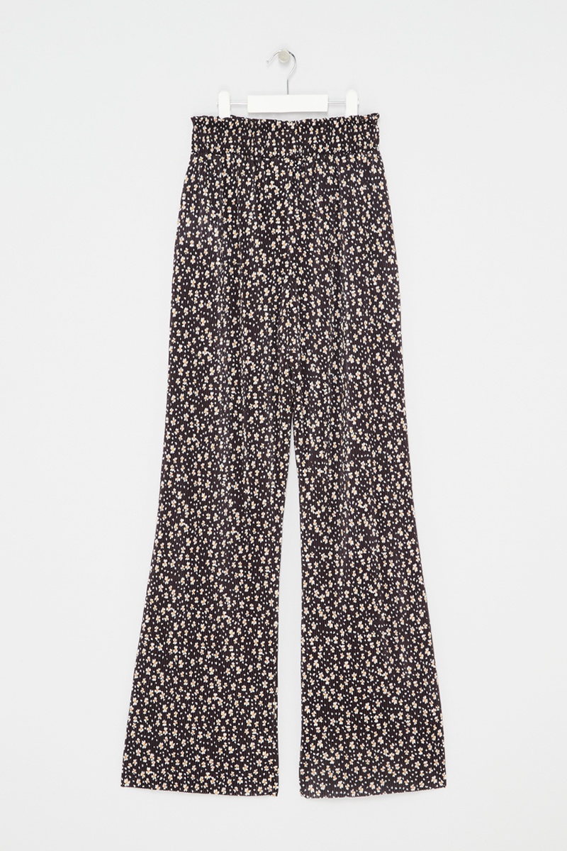 Pantalon large plissé Marron et blanc