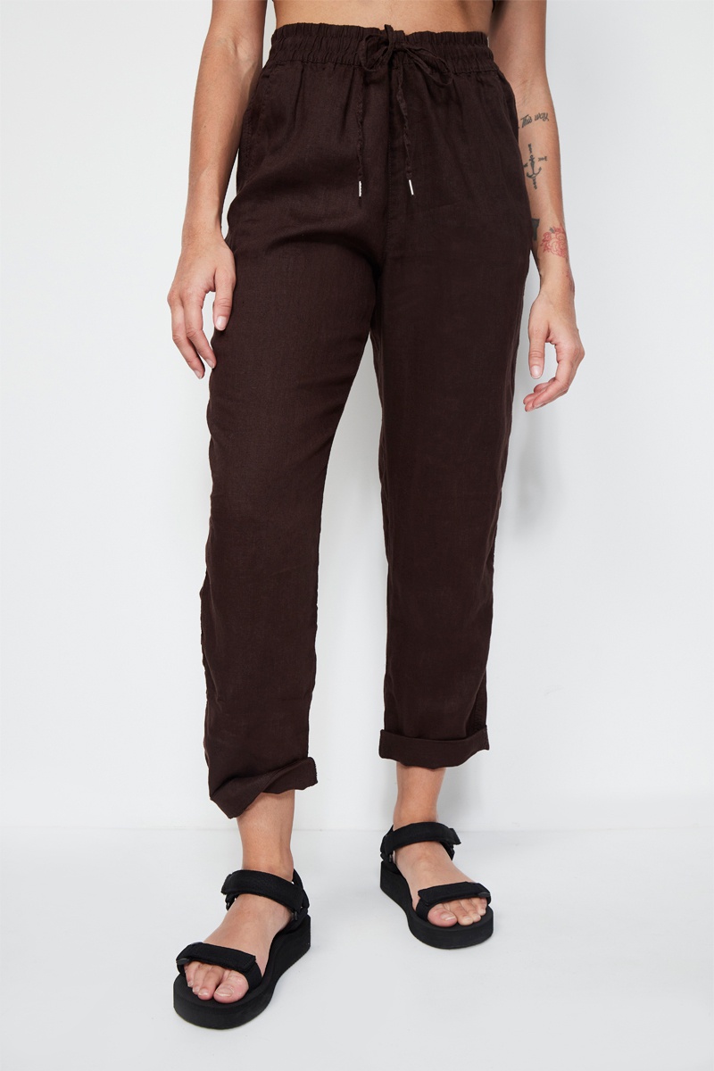 Pantalon casual en lin - Marron