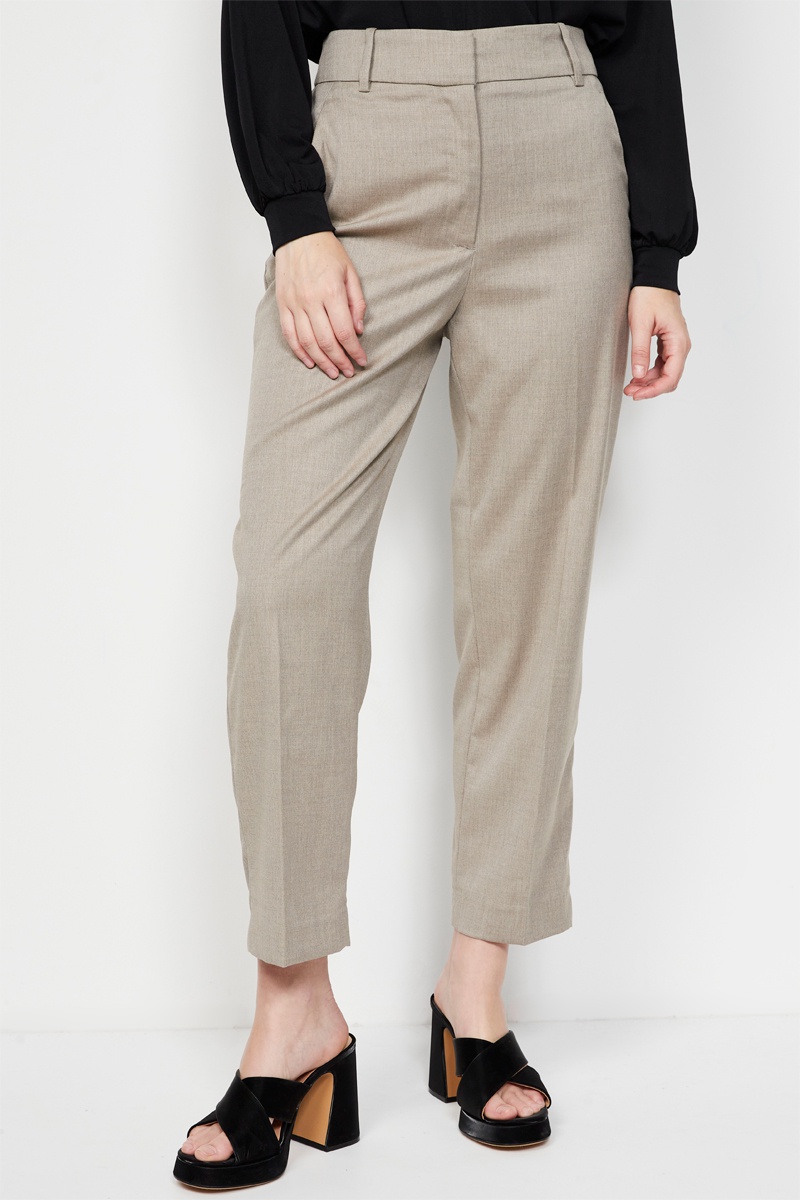 Pantalon droit taille haute Beige