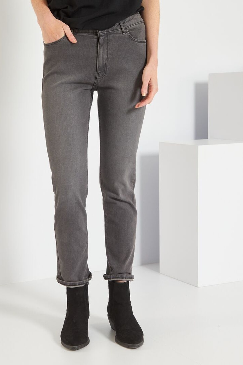 Jean droit taille haute Gris