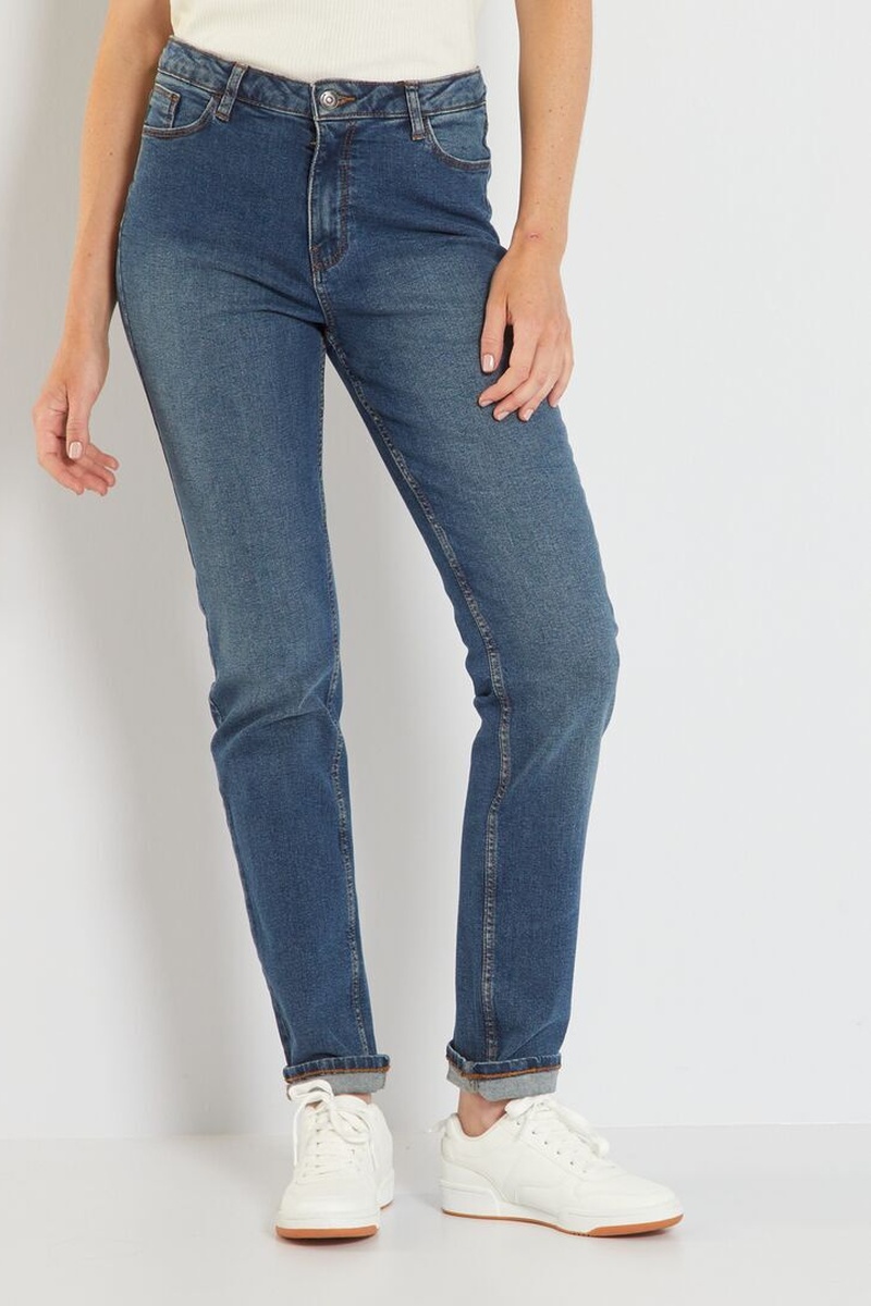 Jean droit taille haute Bleu marine