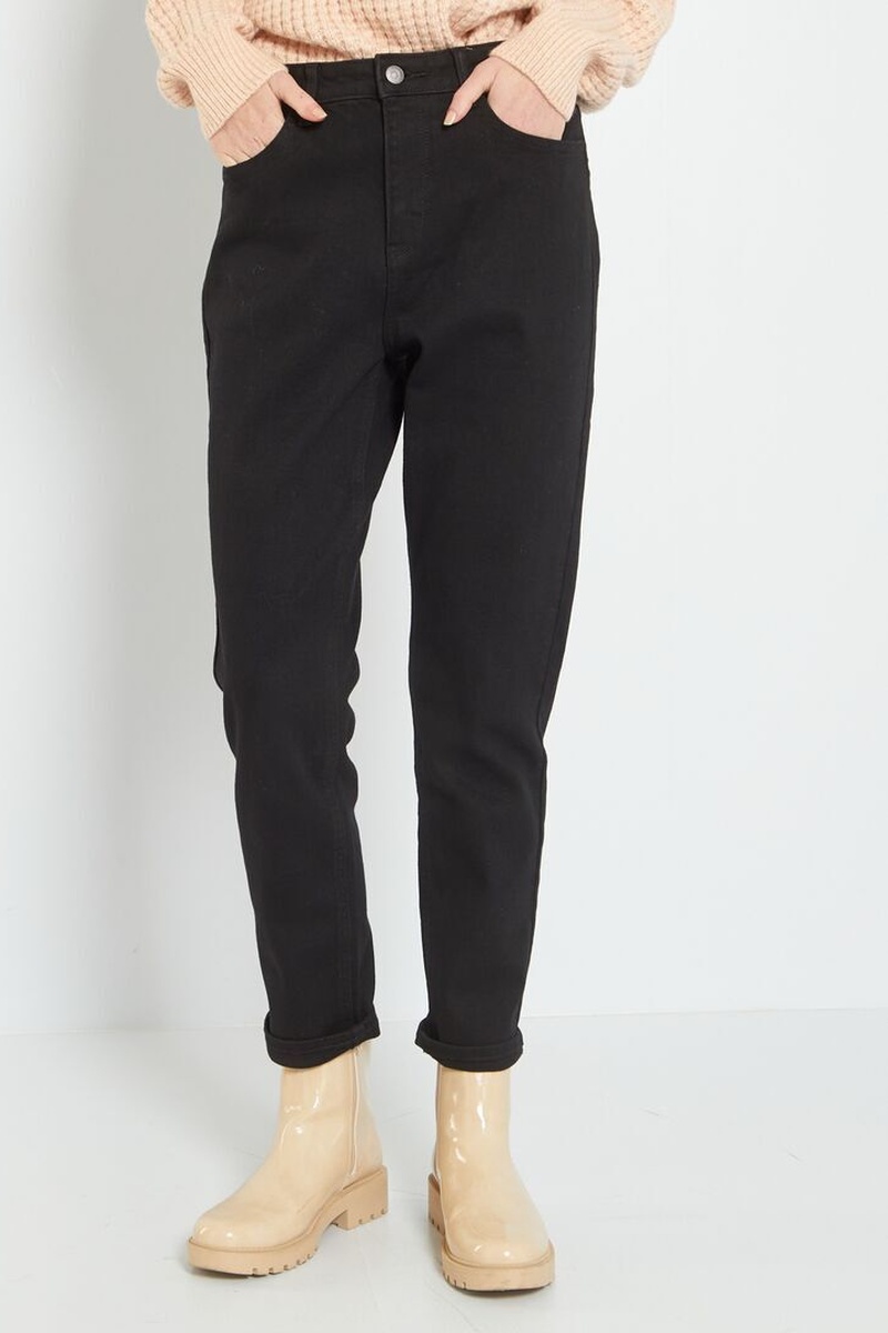 Jean slim taille haute Noir