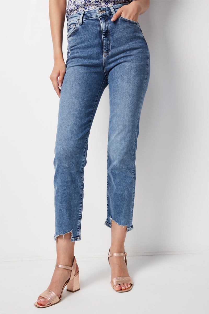 Jean slim 7/8 taille haute Bleu clair