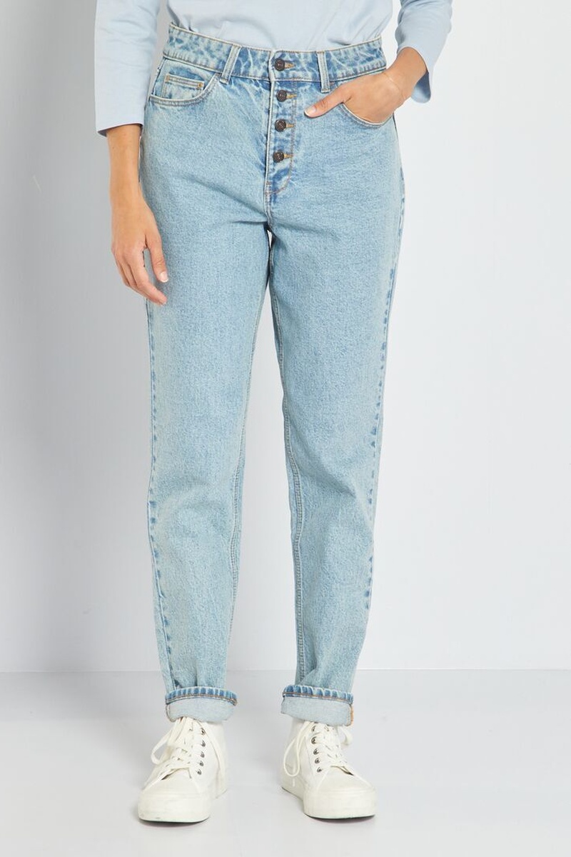 Jean mom taille haute Bleu clair