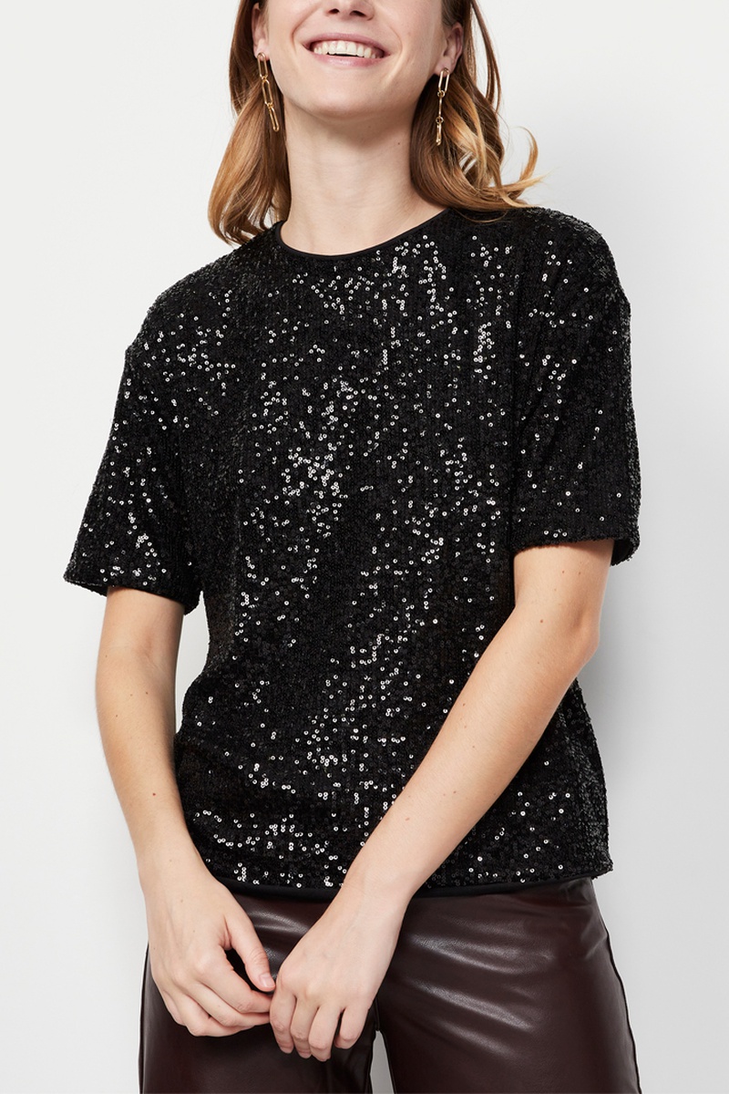 Top à sequins - Noir