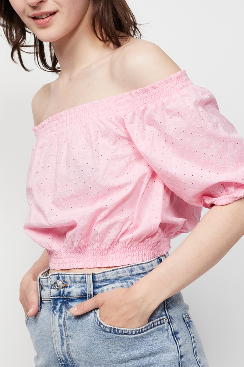 Top en broderie anglaise - Rose