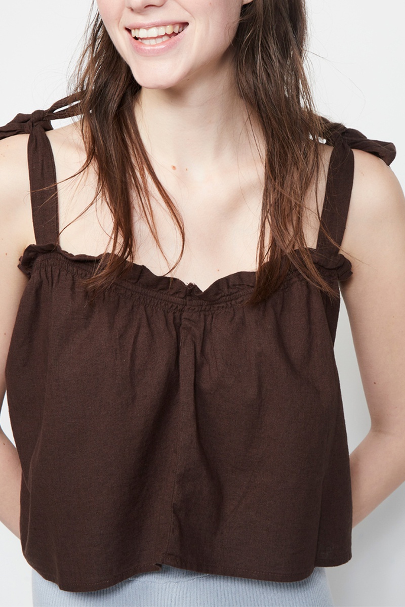 Crop top en lin - Marron