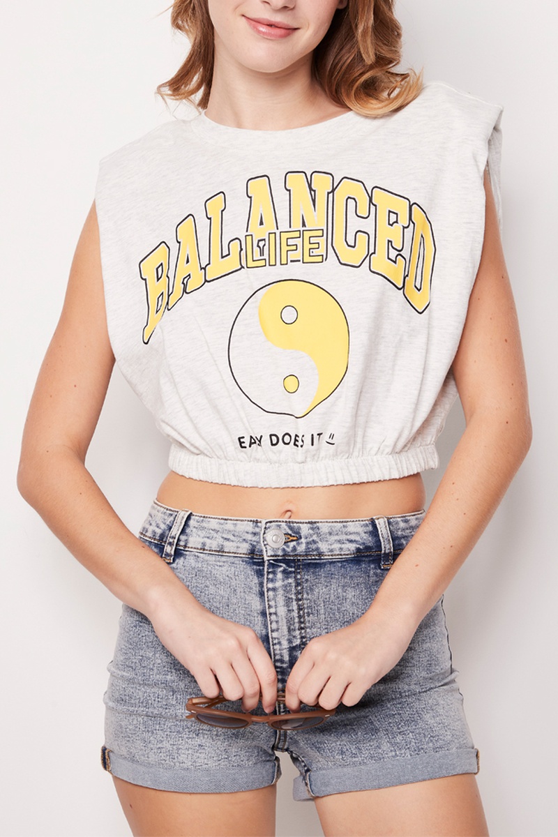 Crop top - Ecru chiné