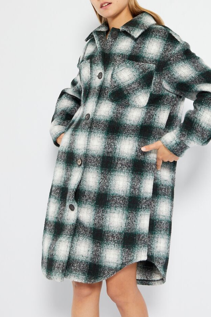 Robe chemise Anthracite et vert foncé