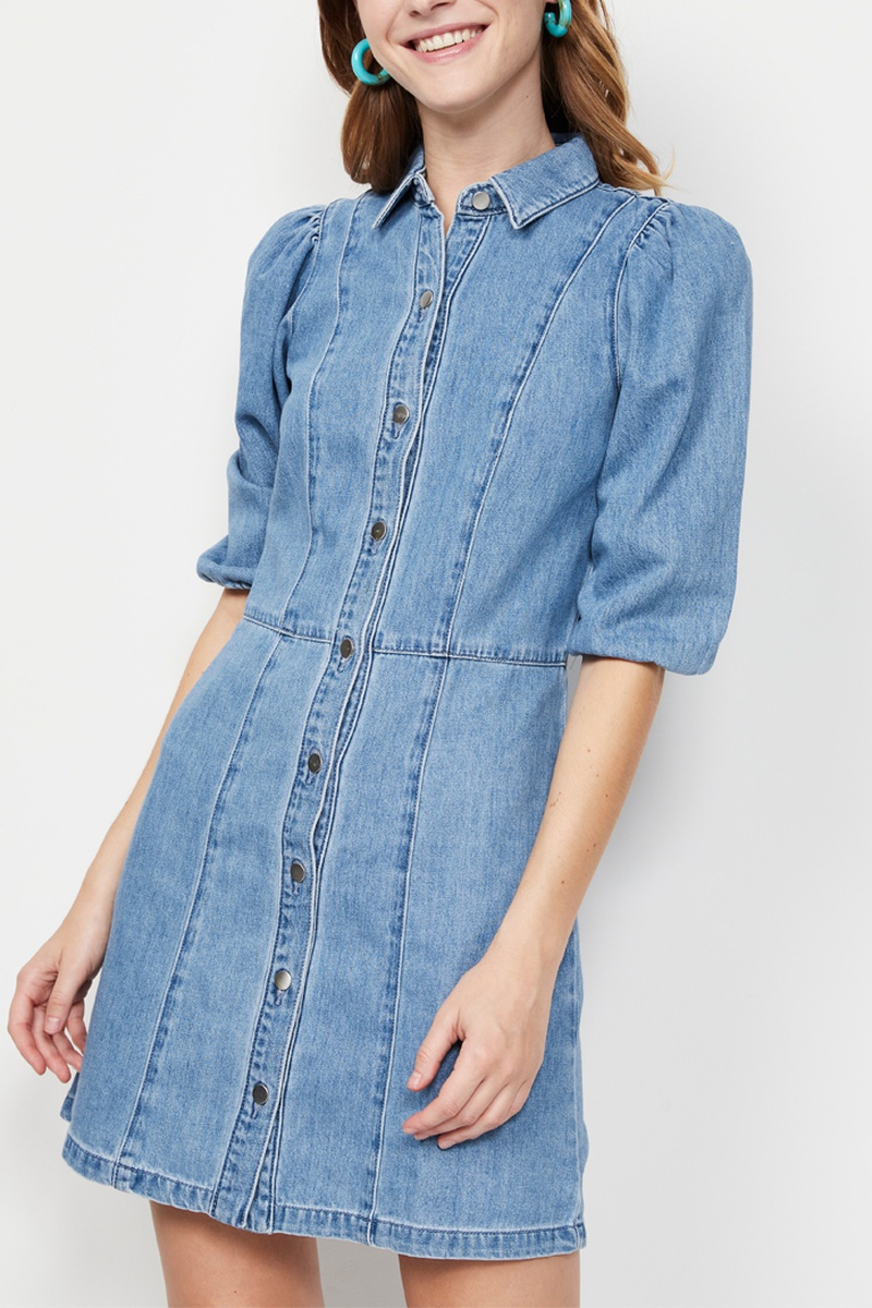 Robe chemise en jean - Bleu