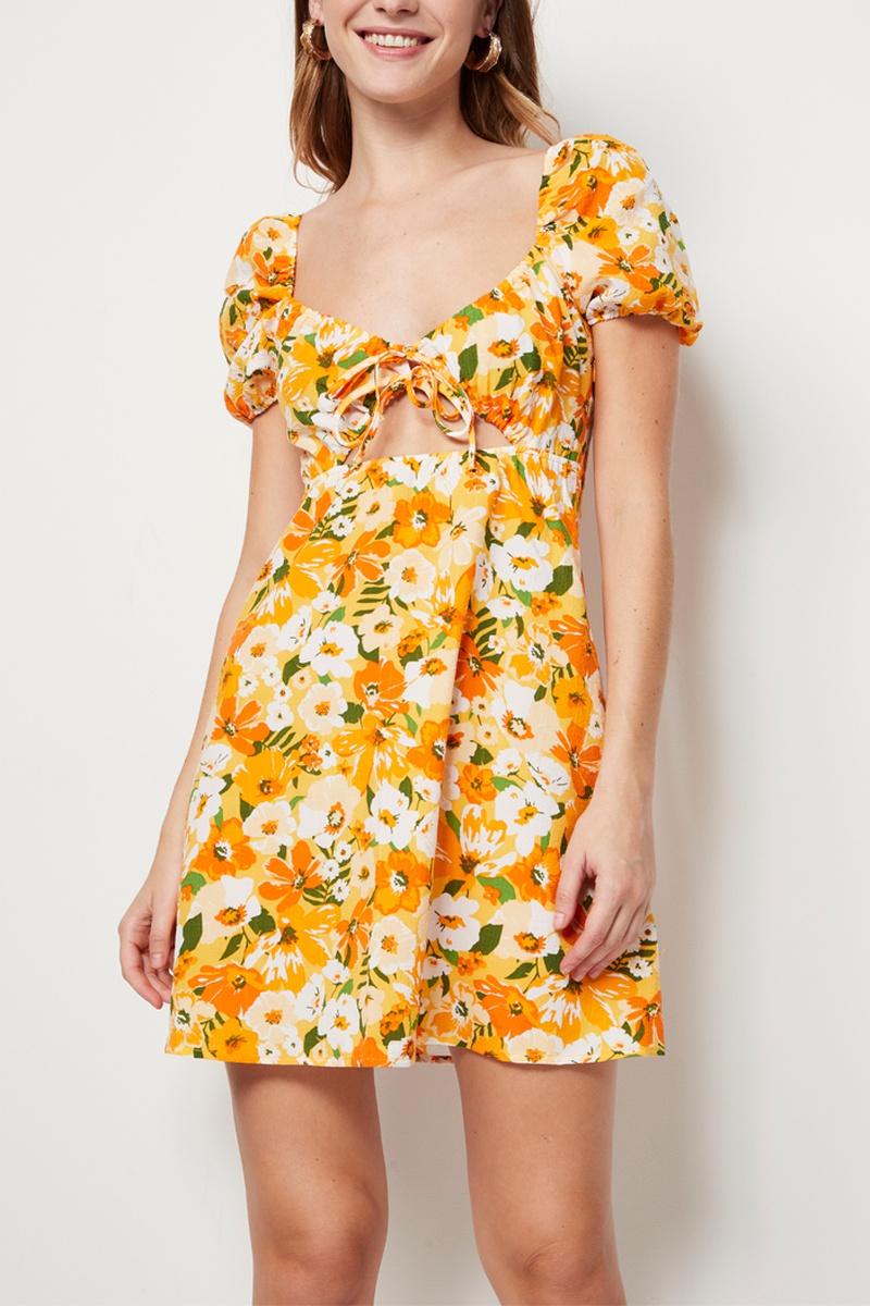 Robe patineuse - Jaune et blanc