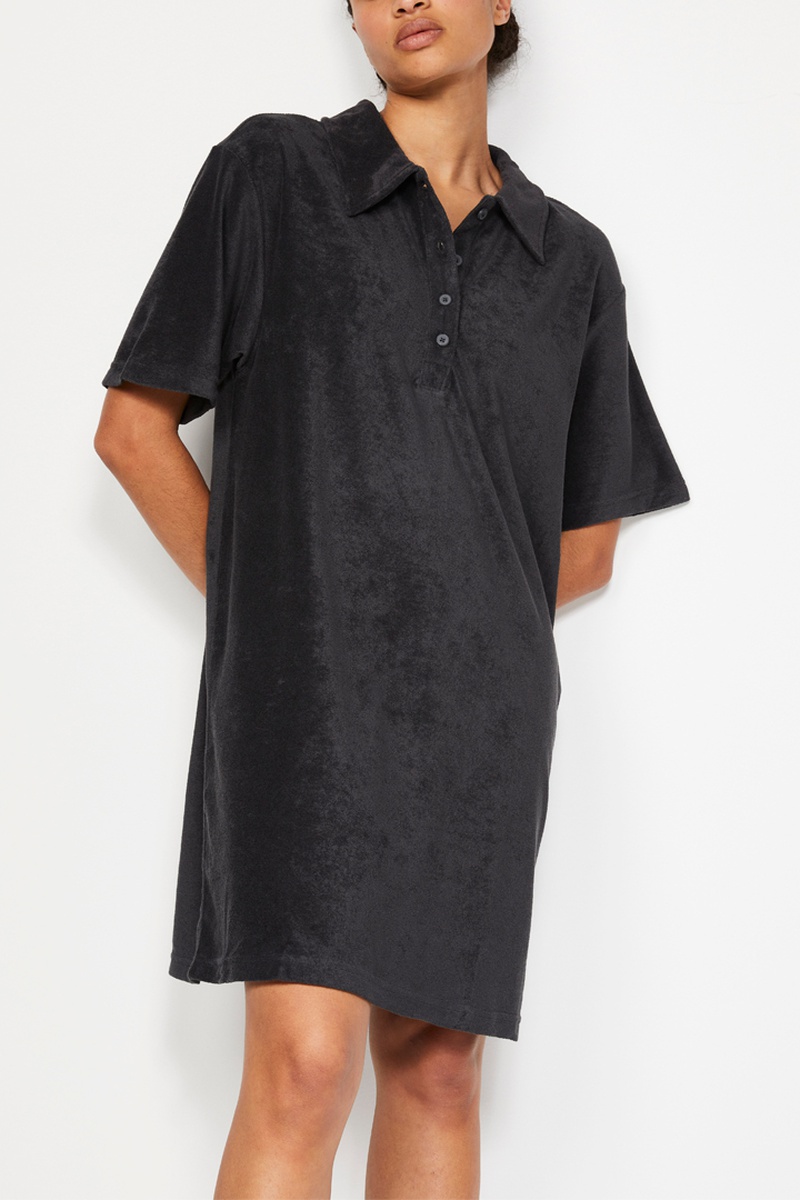 Robe droite en velours - Noir