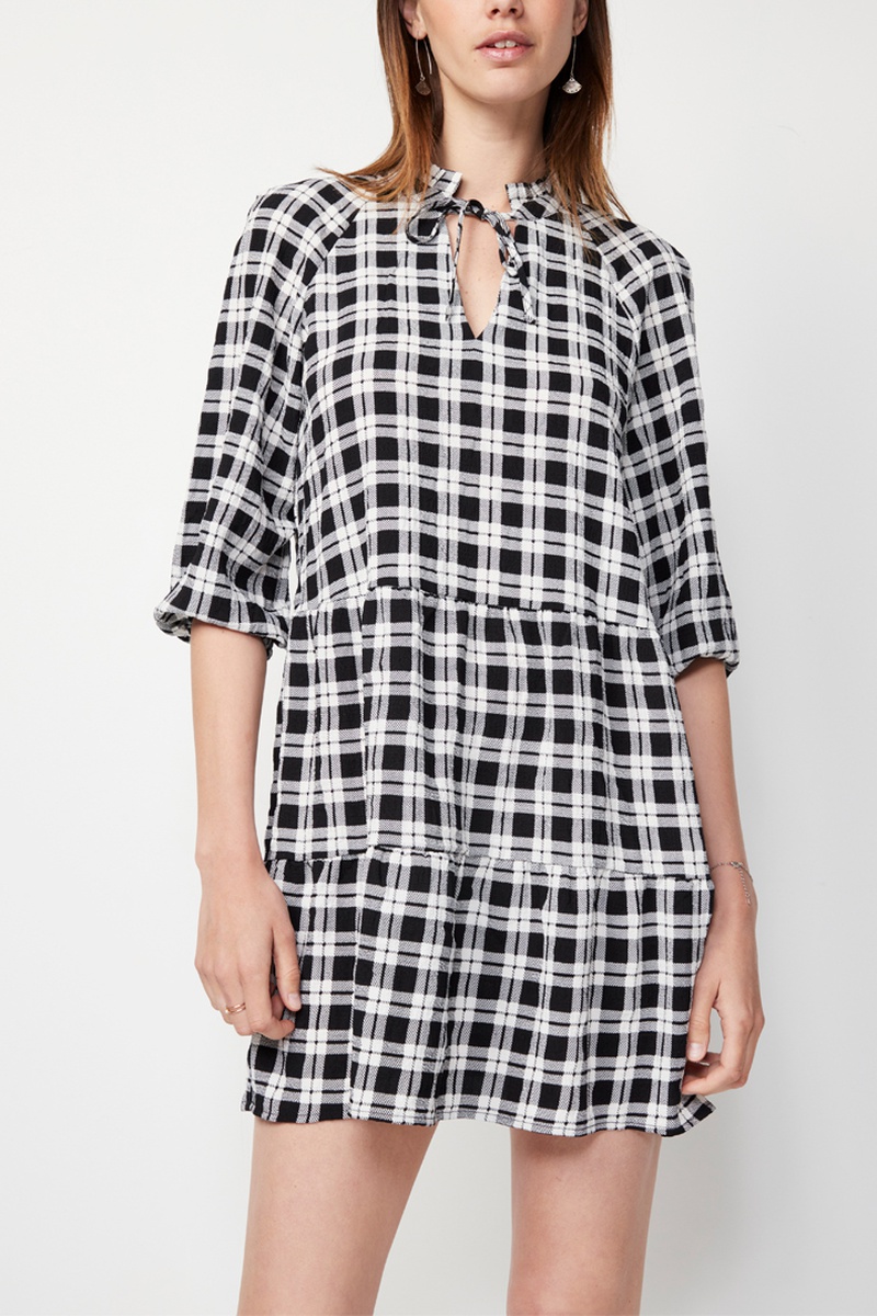 Robe droite - Gris clair et noir