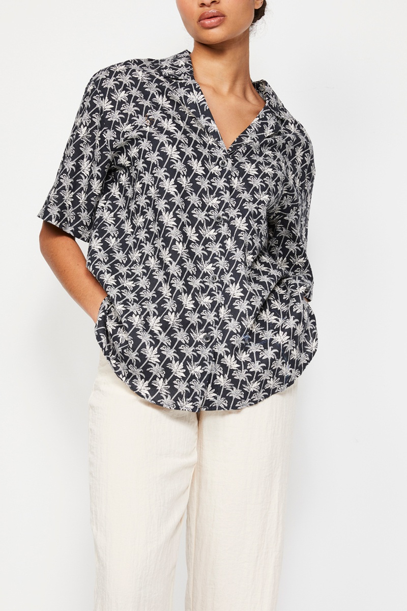 Chemisier en lin Noir