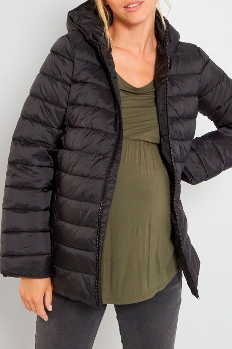 Doudoune de maternité à capuche Noir