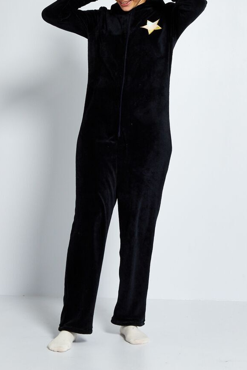 Combinaison polaire à capuche Noir