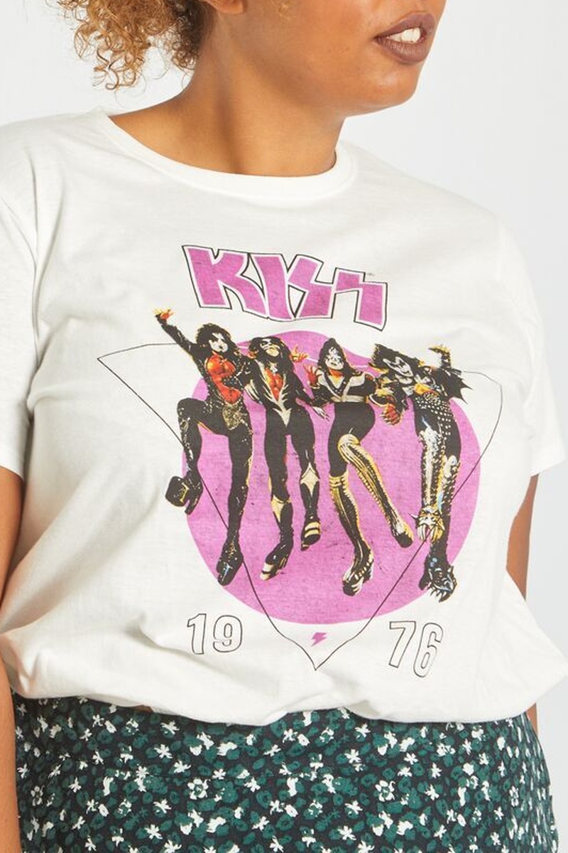 T-shirt Kiss Blanc et rose