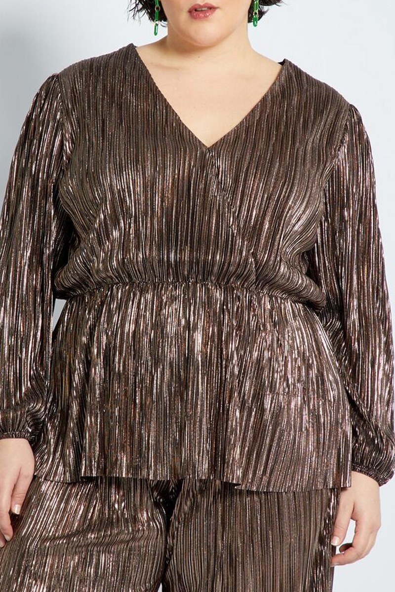 Blouse plissée Marron foncé