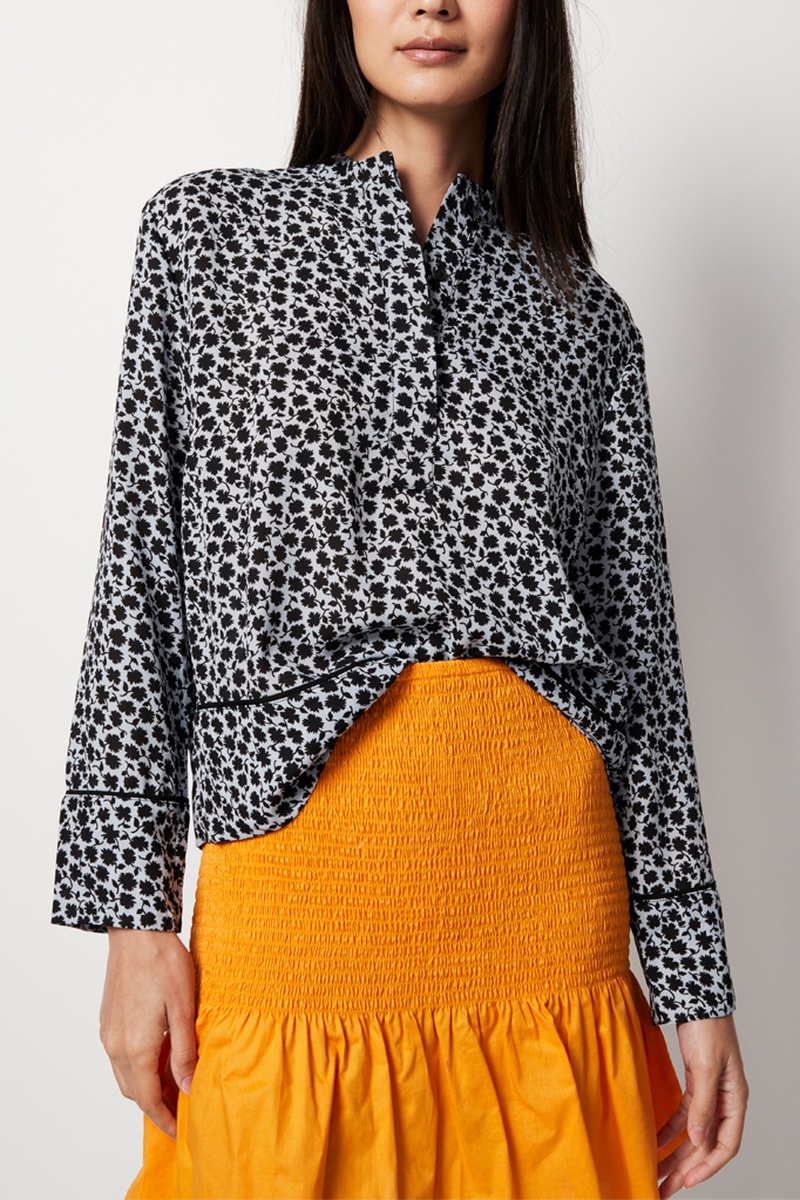 Blouse - Blanc et bleu nuit