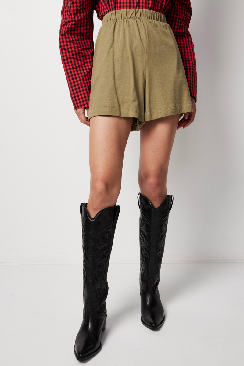 Short taille haute Kaki