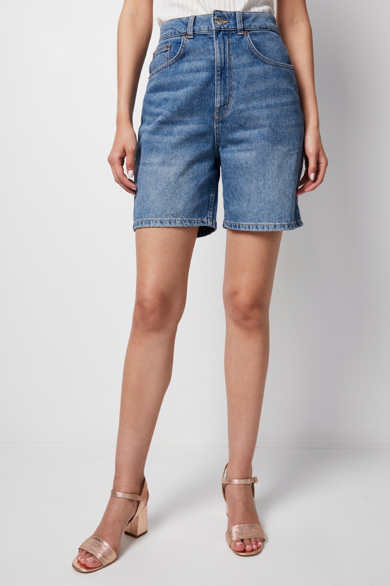 Short en jean taille haute - Bleu clair