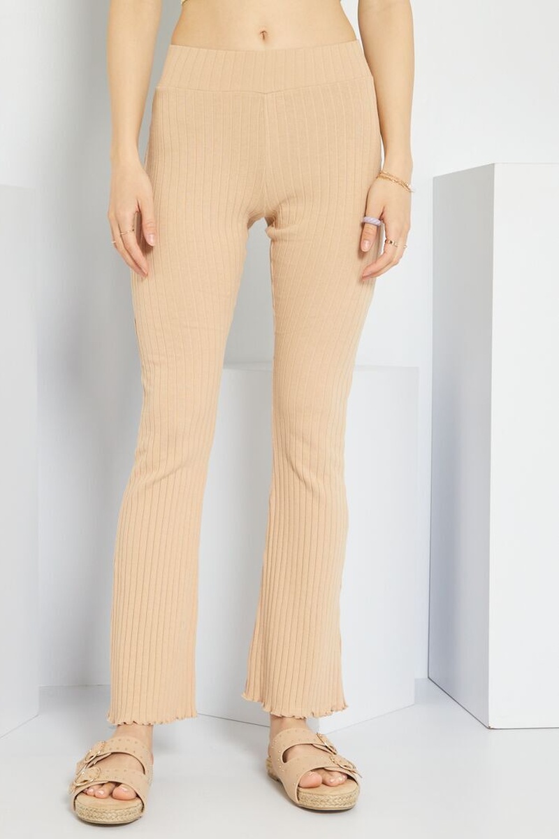 Pantalon flare Beige