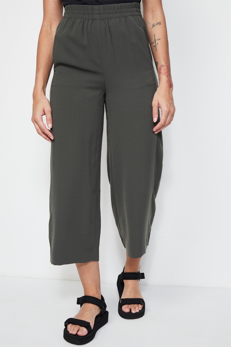 Pantalon palazzo Kaki