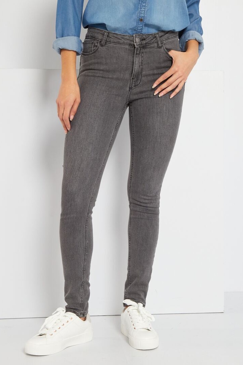 Jean skinny taille haute Gris