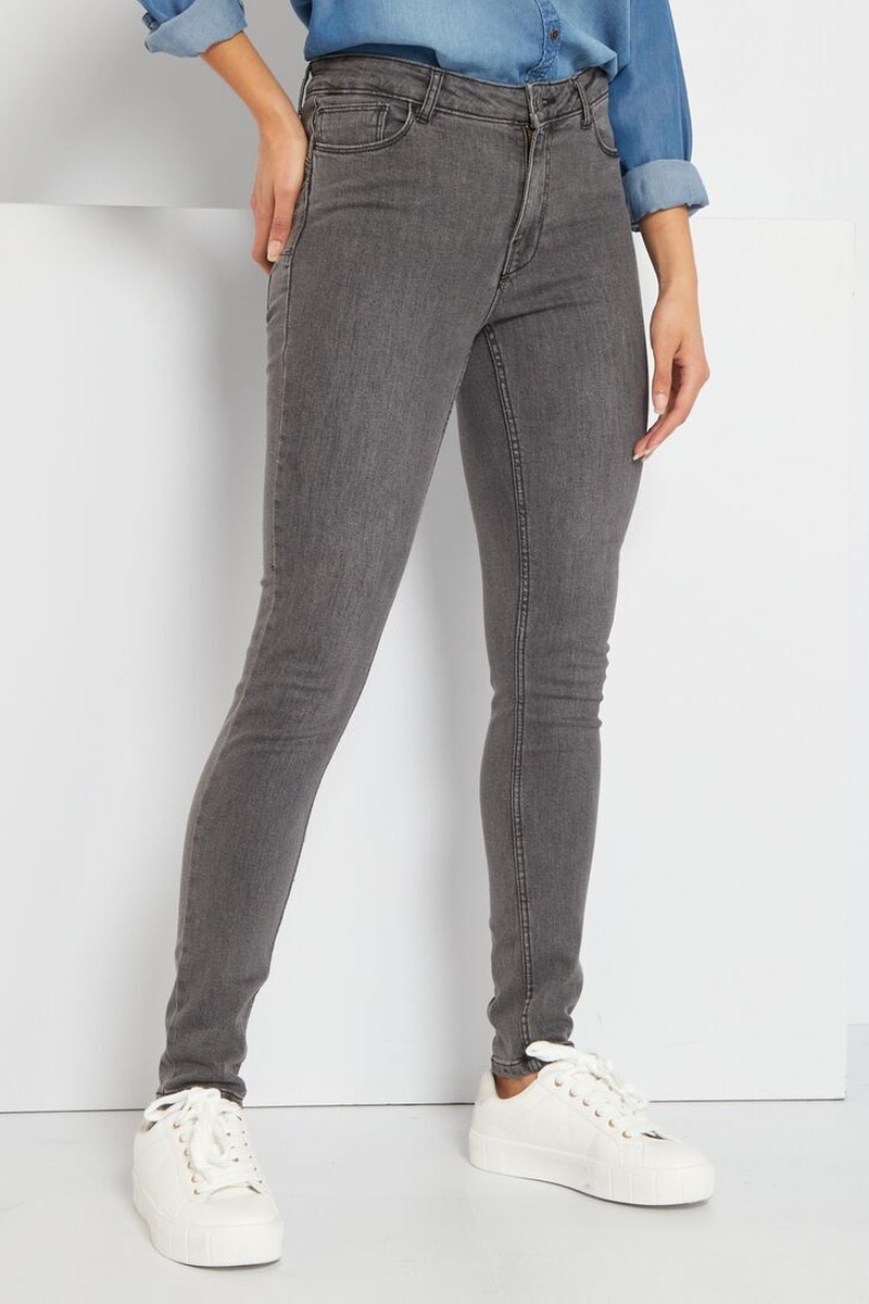 Jean skinny taille haute Gris