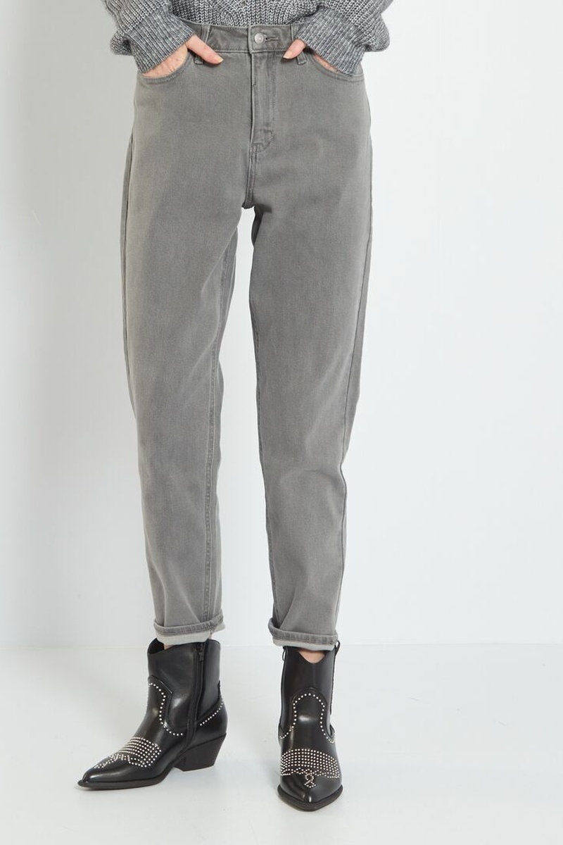 Jean mom taille haute Gris