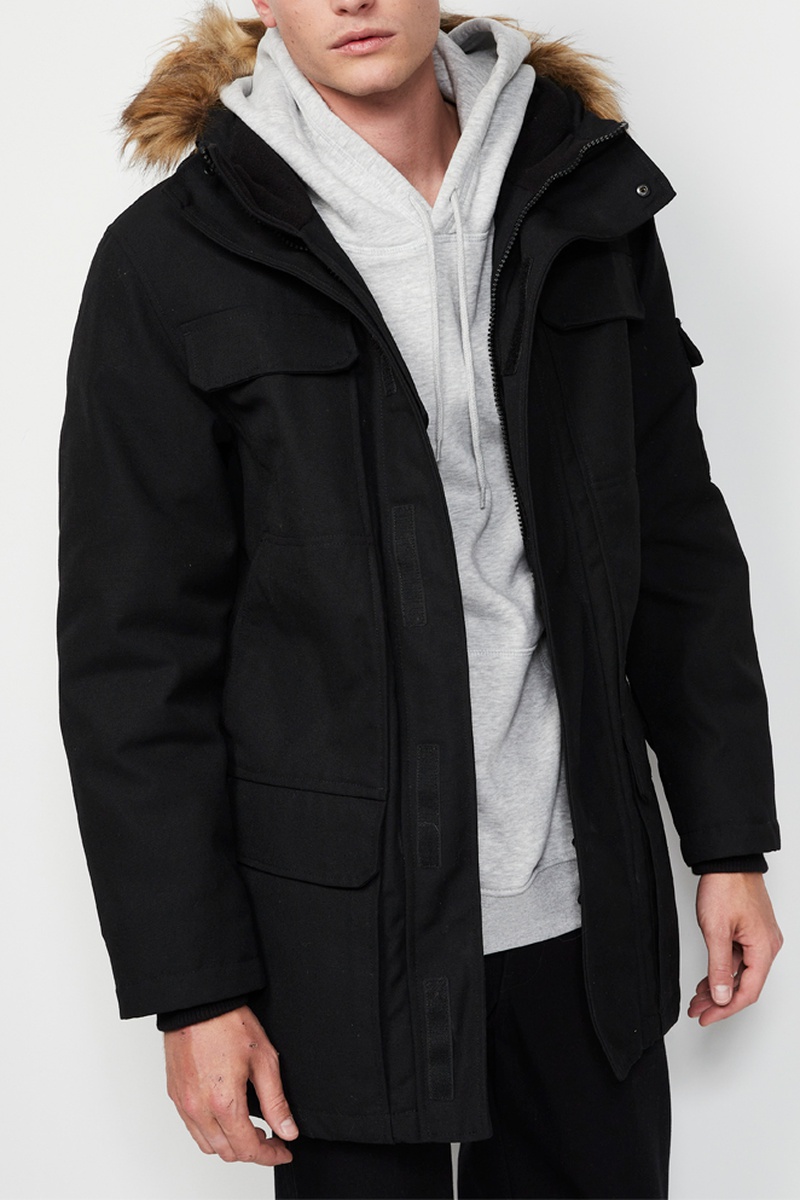 Parka à capuche Noir