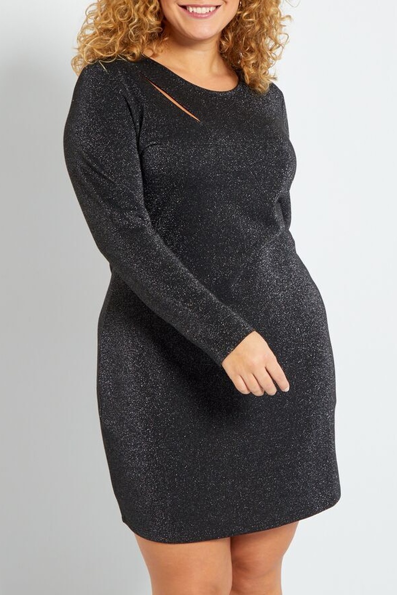 Robe droite Noir chiné