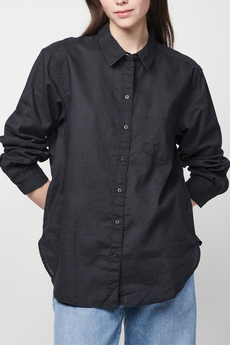 Chemisier en lin Noir