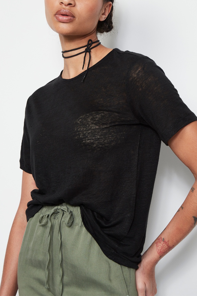 T-shirt en lin - Noir