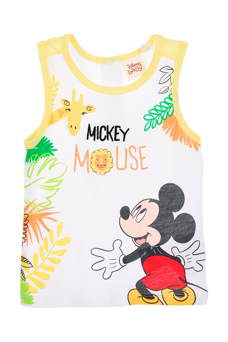 Débardeur en coton biologique Mickey Disney - Blanc et jaune