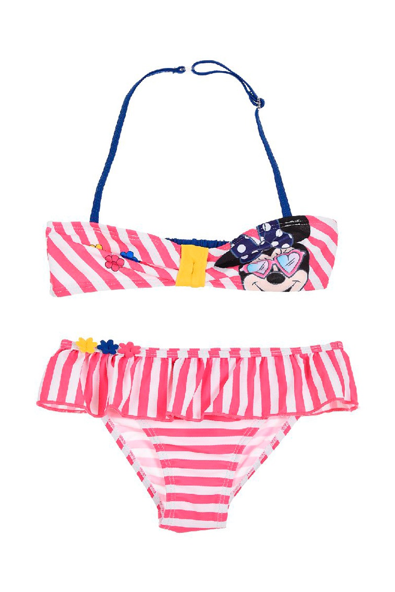Maillot 2 pièces Minnie Disney Fuchsia et blanc