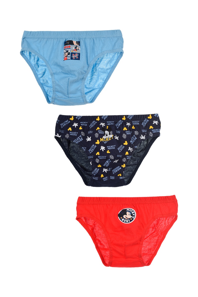 3 culottes en coton biologique Mickey Disney - Bleu et rouge